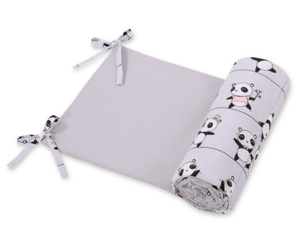 Uniwersalny ochraniacz do łóżeczka – pandy szare