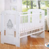 Drewniane białe łóżeczko dla niemowląt 120x60cm Glamour biało-szare