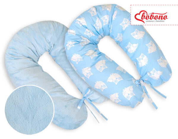 Poduszka ciążowa dwustronna Longer- Simple Sowy niebieskie