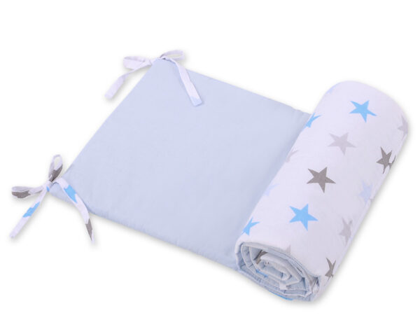 Uniwersalny ochraniacz do łóżeczka – gwiazdki szaro-niebieskie