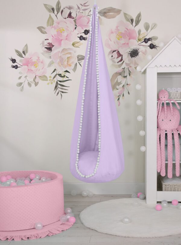Wisząca huśtawka hamak kokon My Sweet Baby – fioletowa