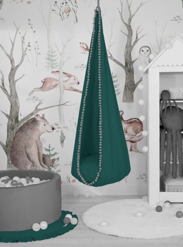 Wisząca huśtawka hamak kokon My Sweet Baby –  butelkowa zieleń