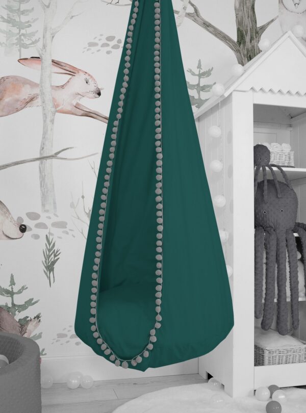 Wisząca huśtawka hamak kokon My Sweet Baby –  butelkowa zieleń