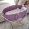 Kosz Mojżesza BOHO bawełniany Handmade z materacykiem – lawendowy