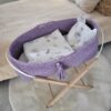 Kosz Mojżesza BOHO bawełniany Handmade z materacykiem – lila