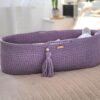 Kosz Mojżesza BOHO bawełniany Handmade z materacykiem – lila