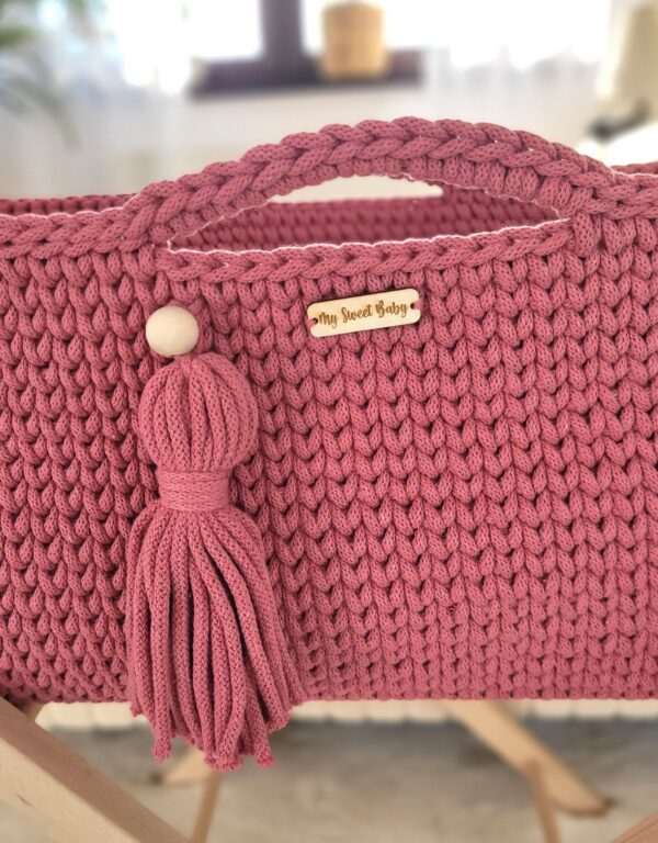 Kosz Mojżesza BOHO bawełniany Handmade z materacykiem – blossom