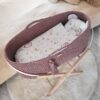 Kosz Mojżesza BOHO bawełniany Handmade z materacykiem – mauve