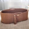 Kosz Mojżesza BOHO bawełniany Handmade z materacykiem – caramel