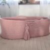 Kosz Mojżesza BOHO bawełniany Handmade z materacykiem – pastel pink