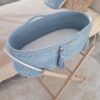 Kosz Mojżesza BOHO bawełniany Handmade z materacykiem – misty blue