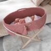Kosz Mojżesza BOHO bawełniany Handmade z materacykiem – blush