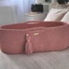 Kosz Mojżesza BOHO bawełniany Handmade z materacykiem – blush