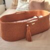 Kosz Mojżesza BOHO bawełniany Handmade z materacykiem – terracotta