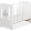 Drewniane białe łóżeczko dla niemowląt 120x60cm Glamour biało-szare
