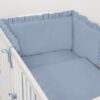 Uniwersalny ochraniacz z falbanką do łóżeczka niemowlęcego – brudny niebieski