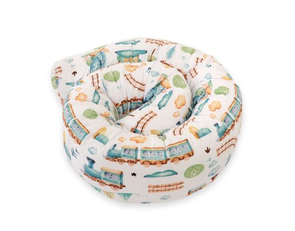 Ochraniacz wałek do łóżeczka niemowlęcego – pociąg turkusowy