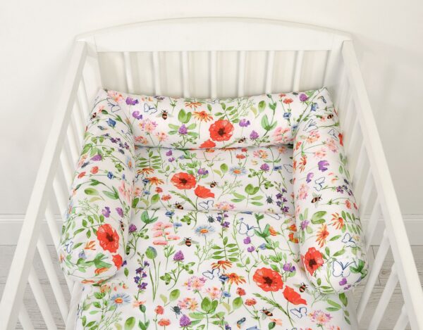 Ochraniacz wałek do łóżeczka niemowlęcego – łąka