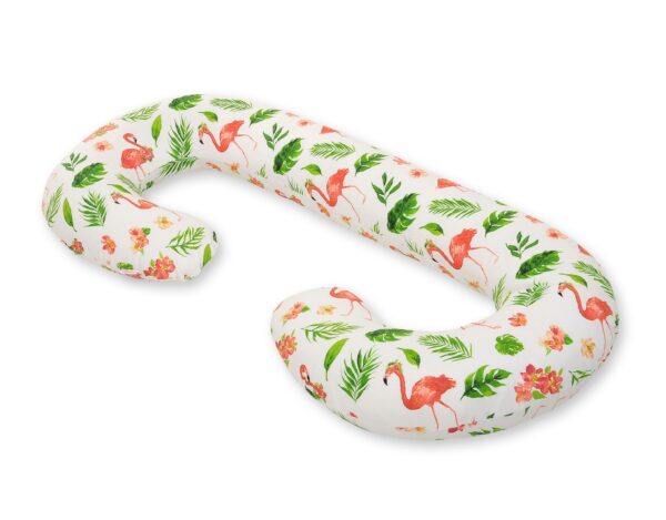 Poduszka ciążowa typu C poduszka dla kobiet w ciąży i do karmienia – flamingi koralowe