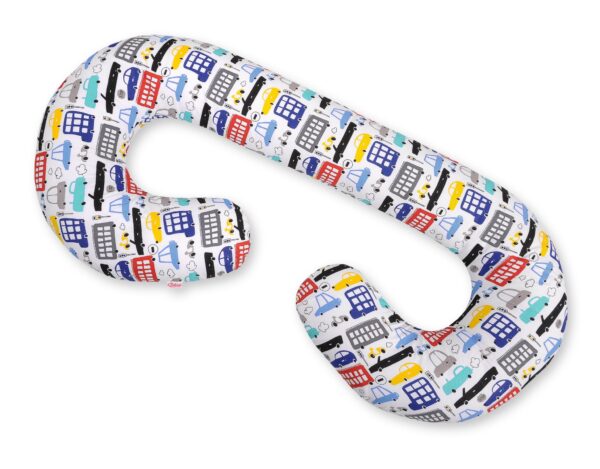 Poduszka ciążowa typu C poduszka dla kobiet w ciąży i do karmienia- autka kolorowe