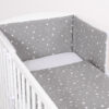 Uniwersalny dwustronny ochraniacz do łóżeczka – mini gwiazdki białe na szarym