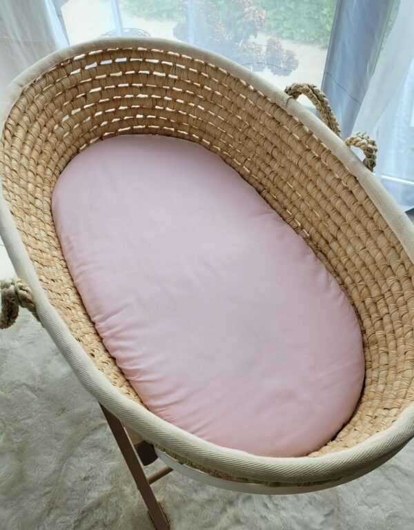 Prześcieradło bawełniane do kosza Mojżesza Boho wózka gondoli 75×35 cm – brudny róż