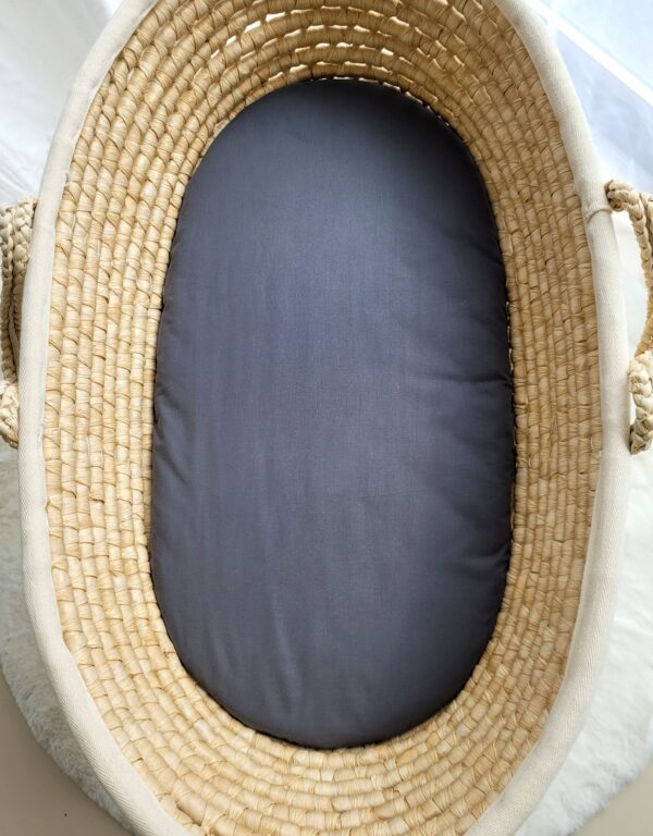 Prześcieradło bawełniane do kosza Mojżesza Boho wózka gondoli 75×35 cm – antracyt