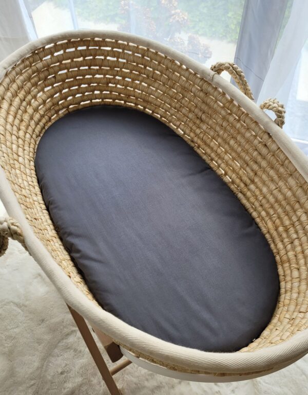 Prześcieradło bawełniane do kosza Mojżesza Boho wózka gondoli 75×35 cm – antracyt