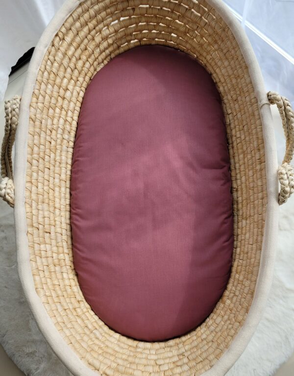 Prześcieradło bawełniane do kosza Mojżesza Boho wózka gondoli 75×35 cm – róż retro