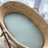Prześcieradło bawełniane do kosza Mojżesza Boho wózka gondoli 75×35 cm – szałwia