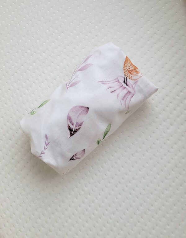 Prześcieradło bawełniane do kosza Mojżesza Boho wózka gondoli 75×35 cm – Leśna dellikatność