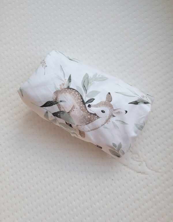 Prześcieradło bawełniane do kosza Mojżesza Boho wózka gondoli 75×35 cm – Woodland olive