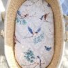Prześcieradło bawełniane do kosza Mojżesza Boho wózka gondoli 75×35 cm – Blue birds