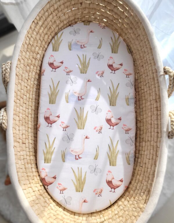 Prześcieradło bawełniane do kosza Mojżesza Boho wózka gondoli 75×35 cm – In the country