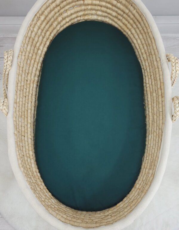 Prześcieradło bawełniane do kosza Mojżesza Boho wózka gondoli 75×35 cm – butelkowa zieleń