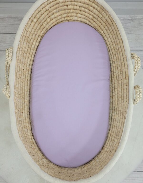 Prześcieradło bawełniane do kosza Mojżesza Boho wózka gondoli 75×35 cm – fioletowe