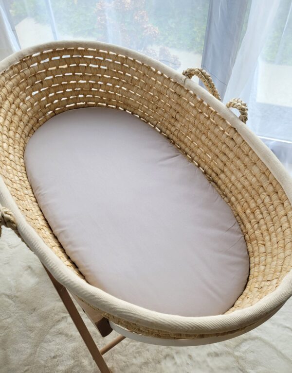 Prześcieradło bawełniane do kosza Mojżesza Boho wózka gondoli 75×35 cm – szare