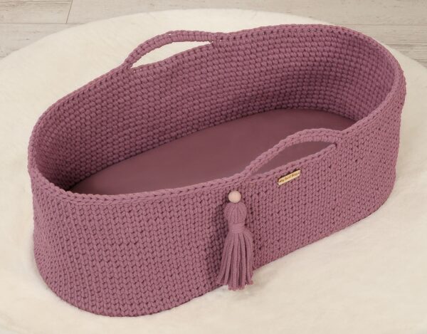 Prześcieradło bawełniane do kosza Mojżesza Boho wózka gondoli 75×35 cm – róż retro