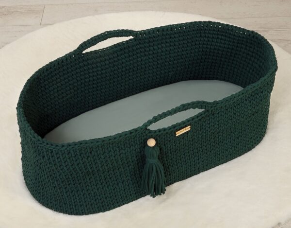 Prześcieradło bawełniane do kosza Mojżesza Boho wózka gondoli 75×35 cm – szałwia