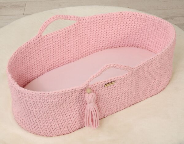 Prześcieradło bawełniane do kosza Mojżesza Boho wózka gondoli 75×35 cm – różowe