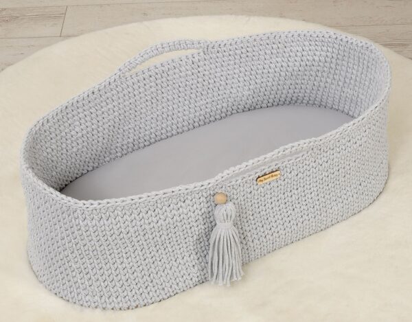 Prześcieradło bawełniane do kosza Mojżesza Boho wózka gondoli 75×35 cm – szare