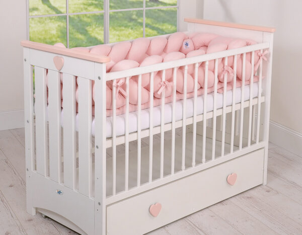 Ochraniacz warkocz pleciony do łóżeczka XXL – brudny róż