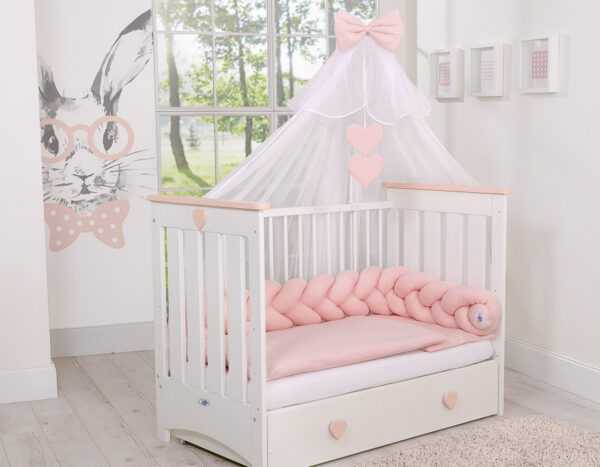 Ochraniacz warkocz pleciony do łóżeczka – brudny róż