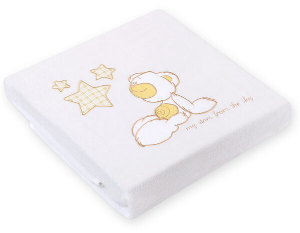 Kocyk polarowy dla niemowląt – Carlo- Miś z gwiazdkami biały