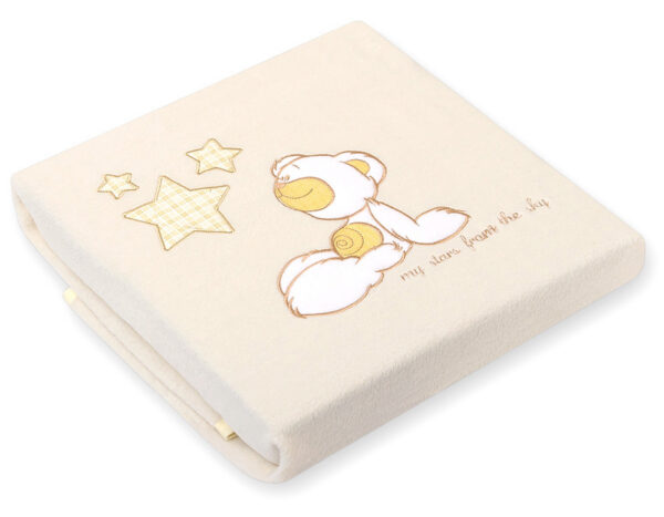 Kocyk polarowy dla niemowląt – Carlo- Miś z gwiazdkami kremowy