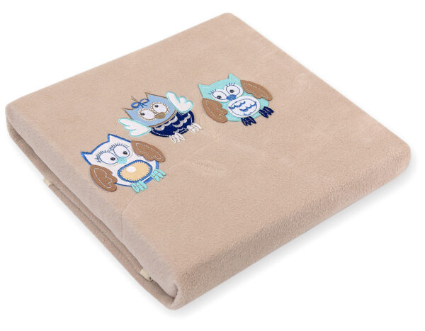 Kocyk polarowy dla niemowląt – Sowy Bigi Zibi & Adele- beżowy