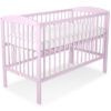 Drewniane łóżeczko dla niemowląt 120x60cm serca różowe