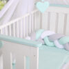 Ochraniacz warkocz pleciony do łóżeczka – biało-szaro-miętowy