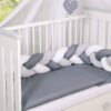 Ochraniacz warkocz pleciony do łóżeczka -biały-szary-antracyt