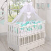 Ochraniacz warkocz pleciony do łóżeczka XXL – biało-miętowy